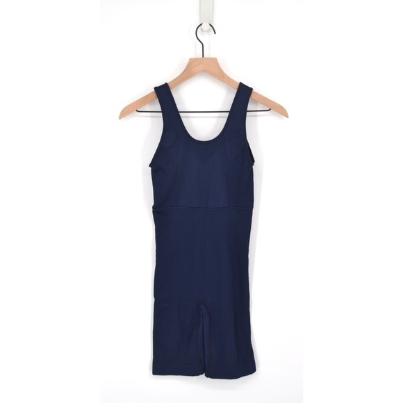 Alala Flex Bodysuit Sleeveless Ribbed Knit Yoga Pilates in Navy Blue S Romper - Picture 2 of 9